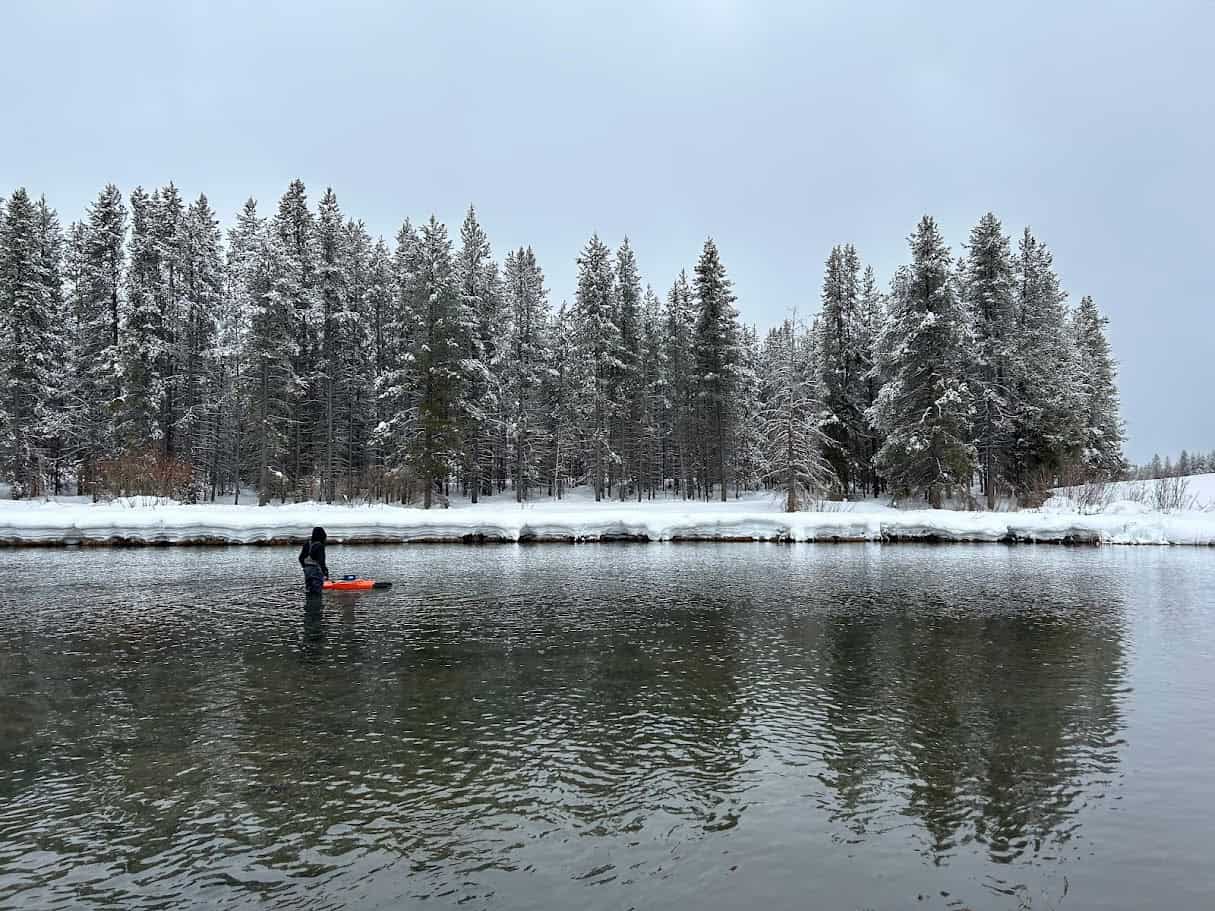 man running tests in snowy river