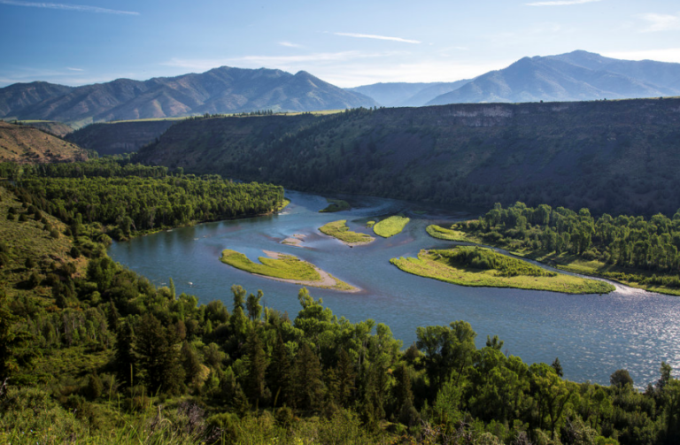 River with mountains in the background