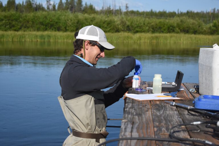 Man taking water samples