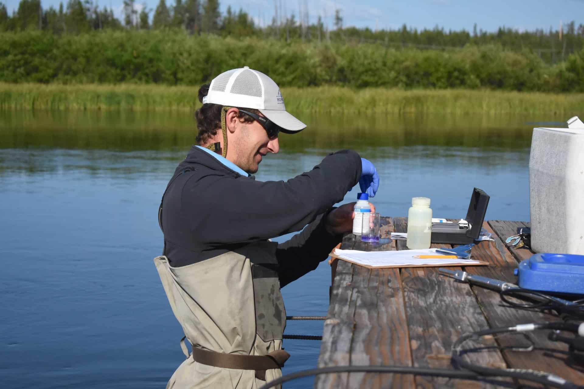 Man taking water samples