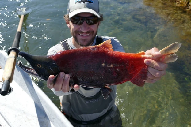 Man holding red fish