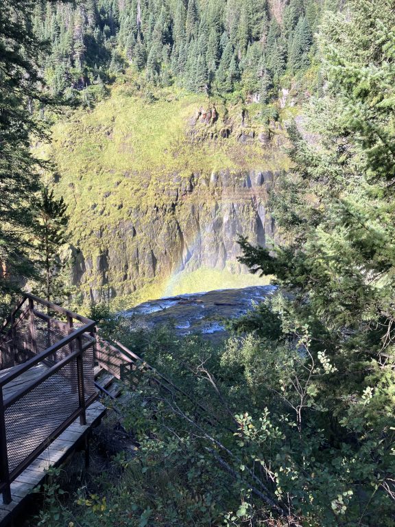 A picture of Upper Mesa Falls taken from the boardwalk in August, 2024.